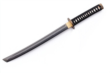 Samurai sword katana in lacquered sheath isolated on white background