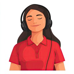 Woman Listening Music, Relaxed Pose