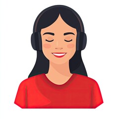 Woman Listening to Music, Profile View