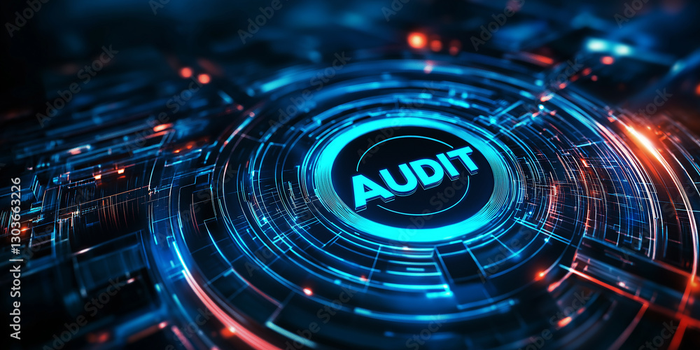 Poster Audit system performing on futuristic virtual graphic touch user interface