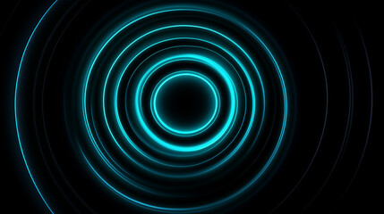 Glowing neon blue circles creating a futuristic tunnel effect