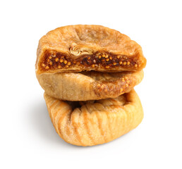 Sweet dried figs on white background