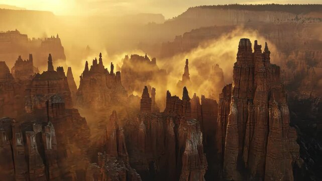 Stunning sunset illuminates hoodoo rocks in southern Utah, Sunset over hoodoo rocks in southern Utah