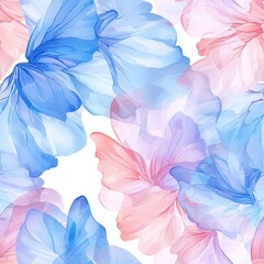 Seamless watercolor pattern with colorful abstract butterflies in shades of blue, purple and coral on a white background. Elegant design is perfect for textiles, wallpaper and wrapping paper