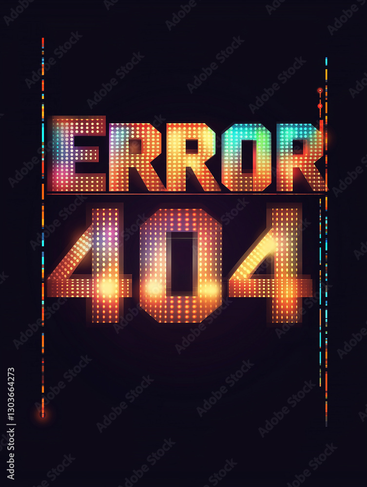 Poster Bright error 404 sign shining in the dark