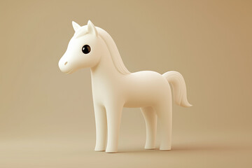 Small 3D horse isolated on a solid background