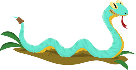 Snake with its tongue out, slithering – playful vector illustration