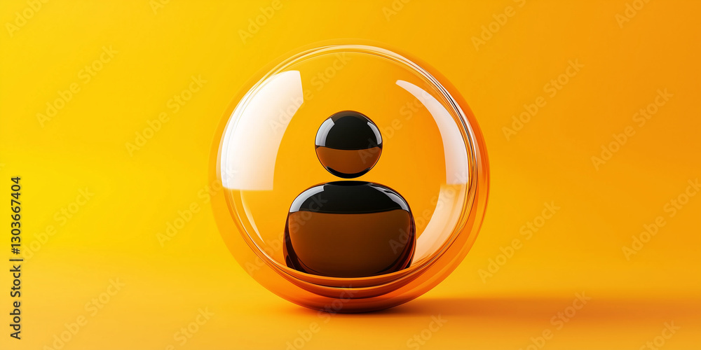 Aufkleber Glass bubble protecting user icon on orange background symbolizing privacy