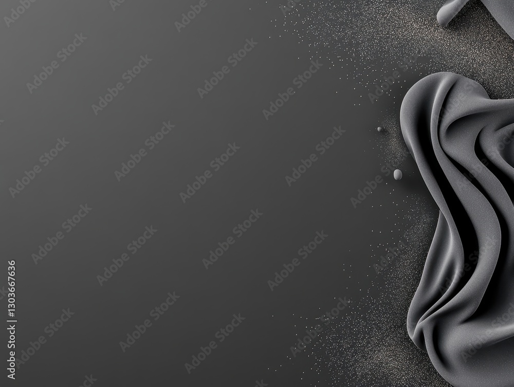 Poster abstract gray fabric draping with fine particles creating a textured background
