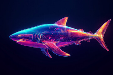 futuristic shark with neon highlights