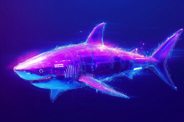 Naklejka premium futuristic shark with neon highlights