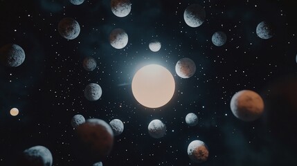 Naklejka premium A cosmic display of planets and stars in a deep space environment exploration