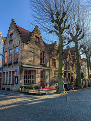 Naklejka premium Historic Medieval House on a Quiet Corner in a euorpean city