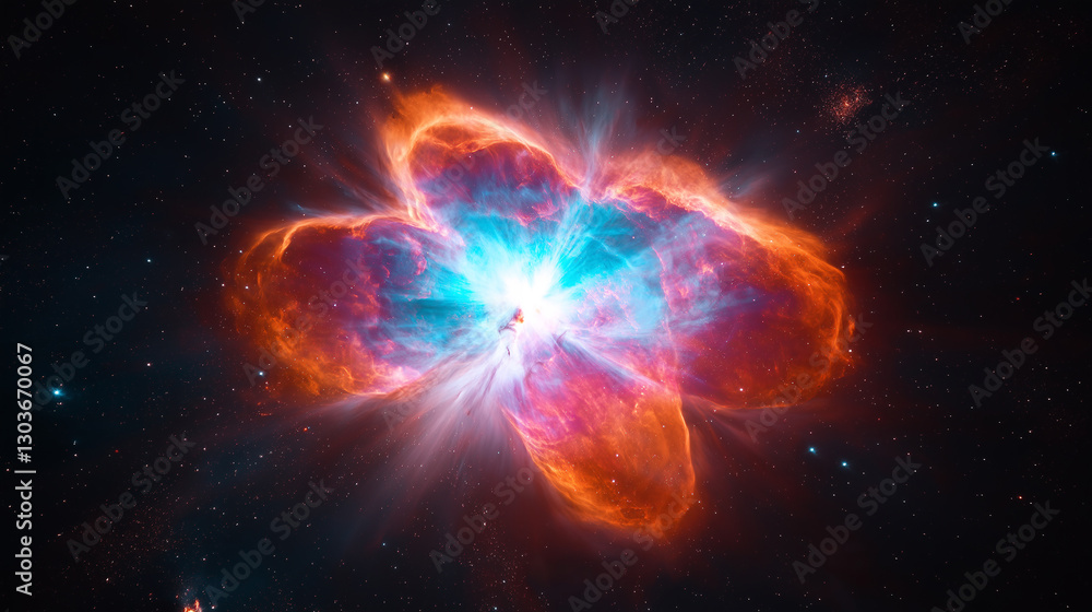 Aufkleber Crab nebula exploding in supernova remnant, creating colorful cosmic clouds