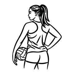 Female Volleyball Player Silhouette Holding Ball