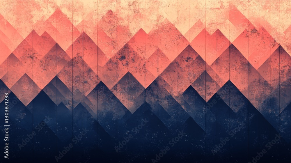 Poster abstract geometric mountain range created with layered triangular shapes