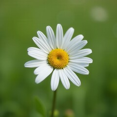 Fototapeta premium Single White Daisy on Soft Green Background