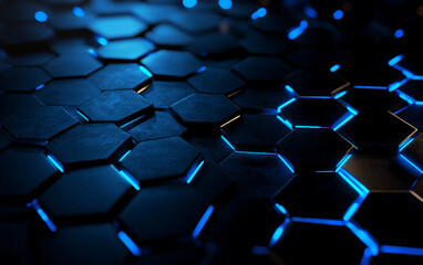 Obraz premium Close up of a blue and black hexagonal pattern