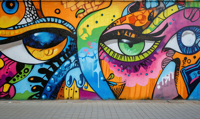 Graffiti on urban wall, street art concept, generated ai
