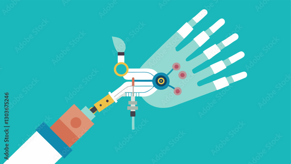 Poster surgical precision a bionic hand expertly manipulating surgical instruments during a delicate operat