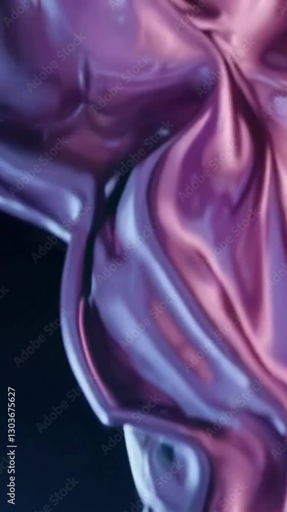 Poster elegant flowing fabric waves creating mesmerizing abstract movement in rich purples and blues