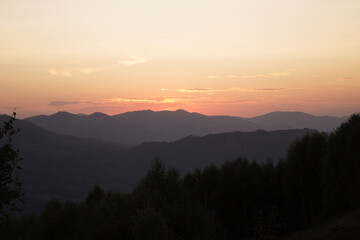 Beautiful sunset in the mountains, Ukrainian Carpathians