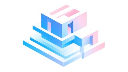 Fototapeta premium Modern isometric house design, architectural concept, 3D rendering, digital art, for use in presentations or design portfolios