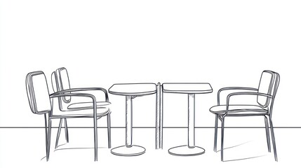 Simple line drawing of cafe table and chairs