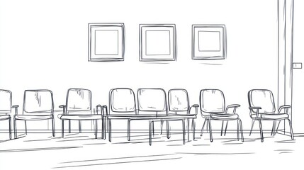 Empty Hospital Waiting Room Sketch