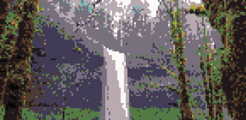 Pixel art waterfall