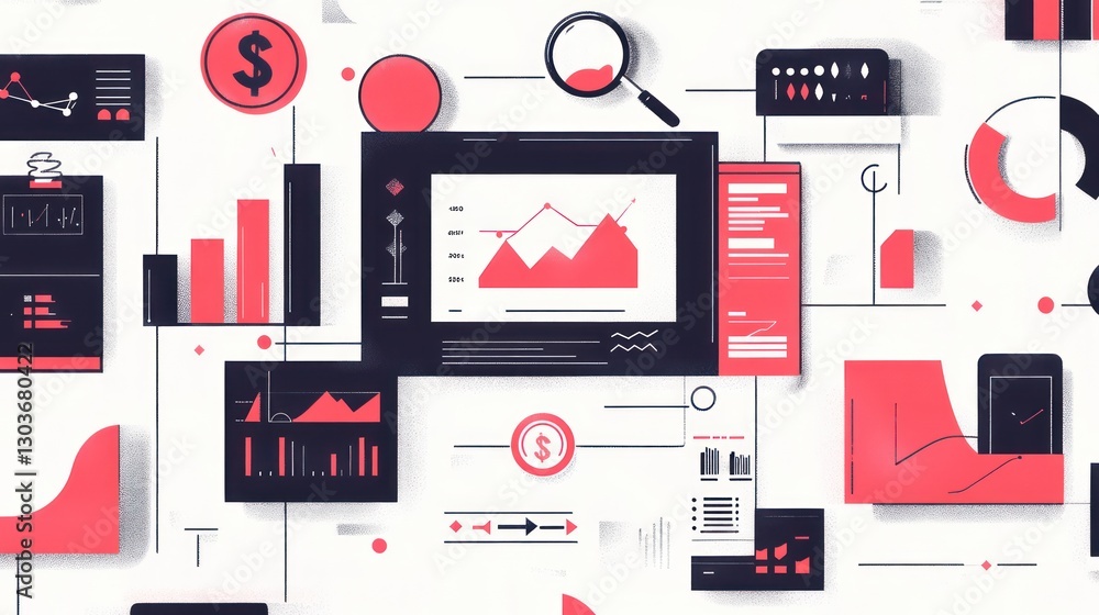 Poster abstract data dashboard with graphs and charts