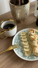 Morning coffee with a delicious breakfast, fluffy cheesecakes.