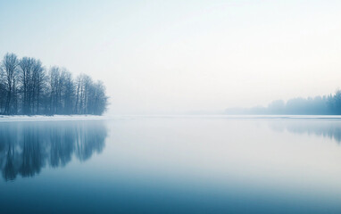Fototapeta premium Calm lake with trees in the background