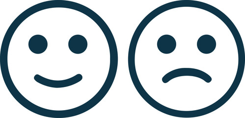Smile and sad emoji icon happy and unhappy vector illustration