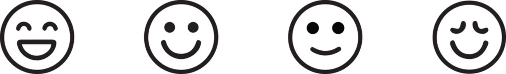 Fototapeta premium Smile emoji face icon happy laught emotion face vector set of smiley face or emoticon line art icons illustration