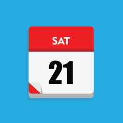 calender icon, 21 saturday icon with blue background