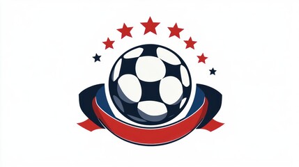 Naklejka premium Soccer ball emblem, award, ribbon