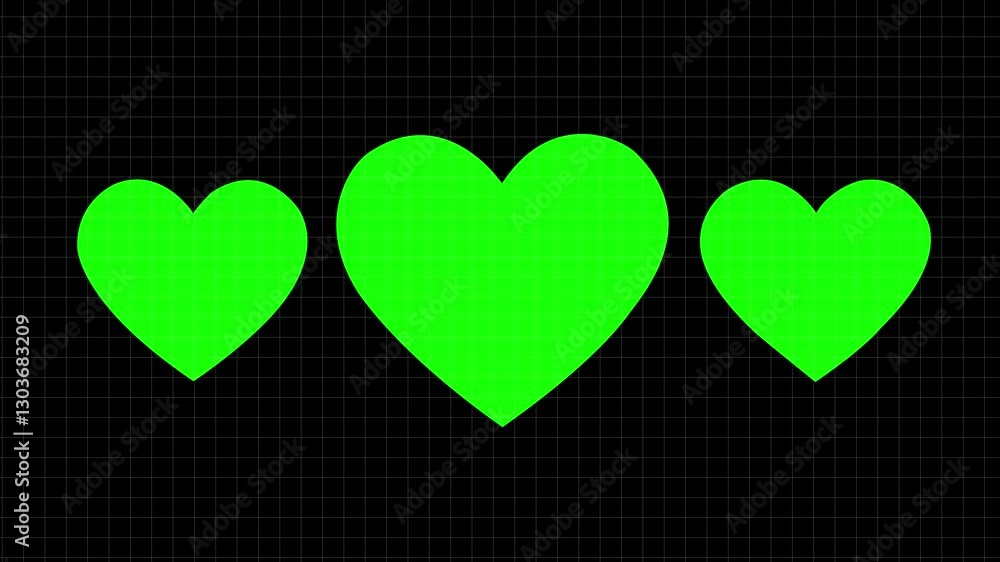 Poster 4k ultra hd loop-able beating 3 heart icon ,white symbol of a pulsating heart icon. beating heart si