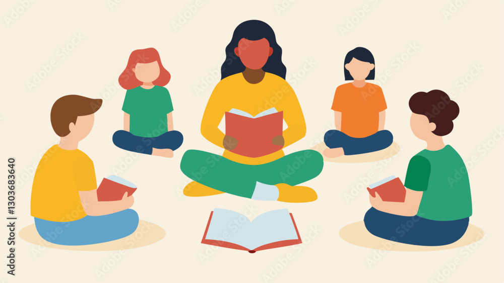 Poster study group circle a small circle of students sitting crosslegged on the floor sharing thoughts and 