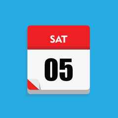 calender icon, 05 saturday icon with blue background