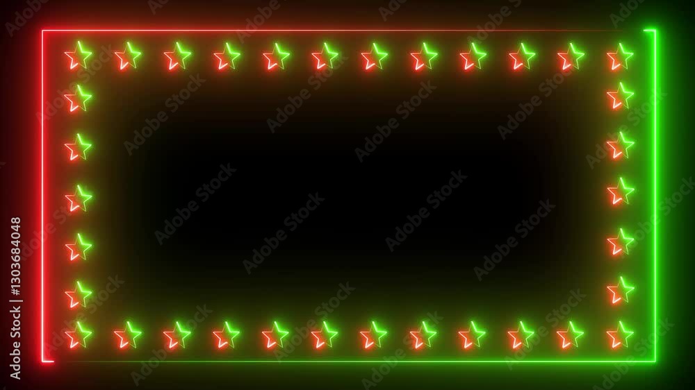 Aufkleber square rectangle picture frame with two tone neon color motion graphic on isolated black background.