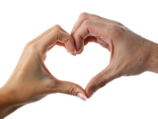 Obraz premium Interracial Hands Forming a Heart Shape Gesture isolated on white background as transparent. PNG.AI GENERATED