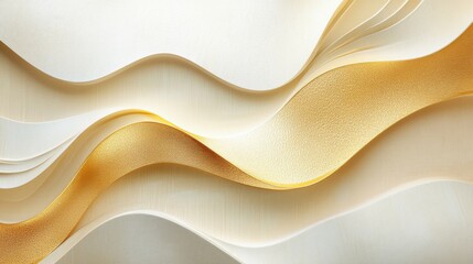 Obraz premium Elegant abstract layered waves with golden and white colors