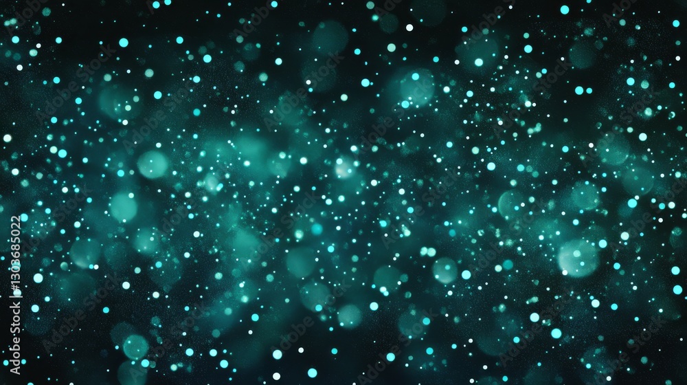 Poster teal sparkling particles on a dark background creating ambience