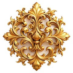  Ornate Golden Baroque Ornament with Intricate Acanthus Leaves – Luxurious Rococo Design