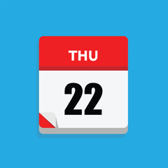 calender icon, 22 thursday icon with blue background