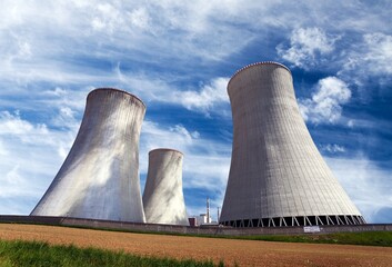 Cooling tower with clouds, nuclear power plant