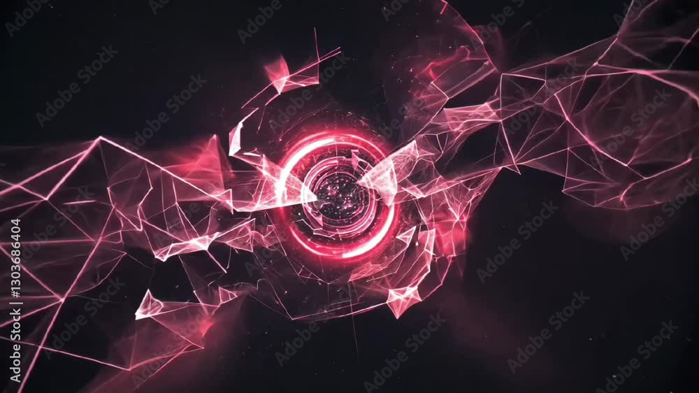 Poster red digital cyber abstract with futuristic sci-fi effect and high-tech neon elements