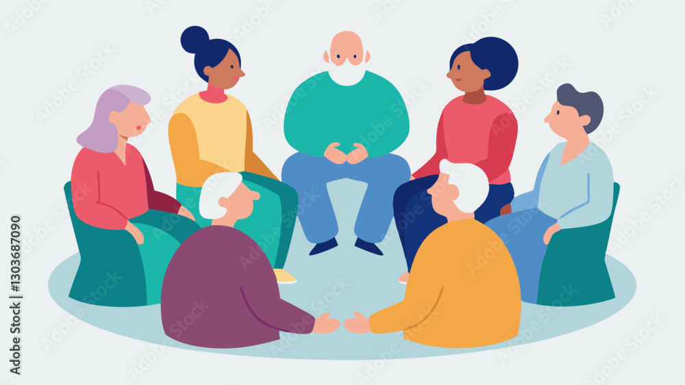 Poster support group meeting a gathering of seniors with disabilities and their family members in a support