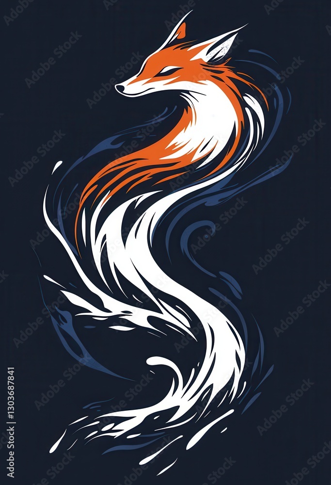 Aufkleber abstract fox illustration with flowing lines and dynamic color palette representing creativity and n